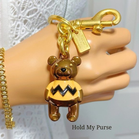 Coach X Peanuts Charlie Brown Bear Bag Keychain Charm #5398 NWT - Picture 2 of 7